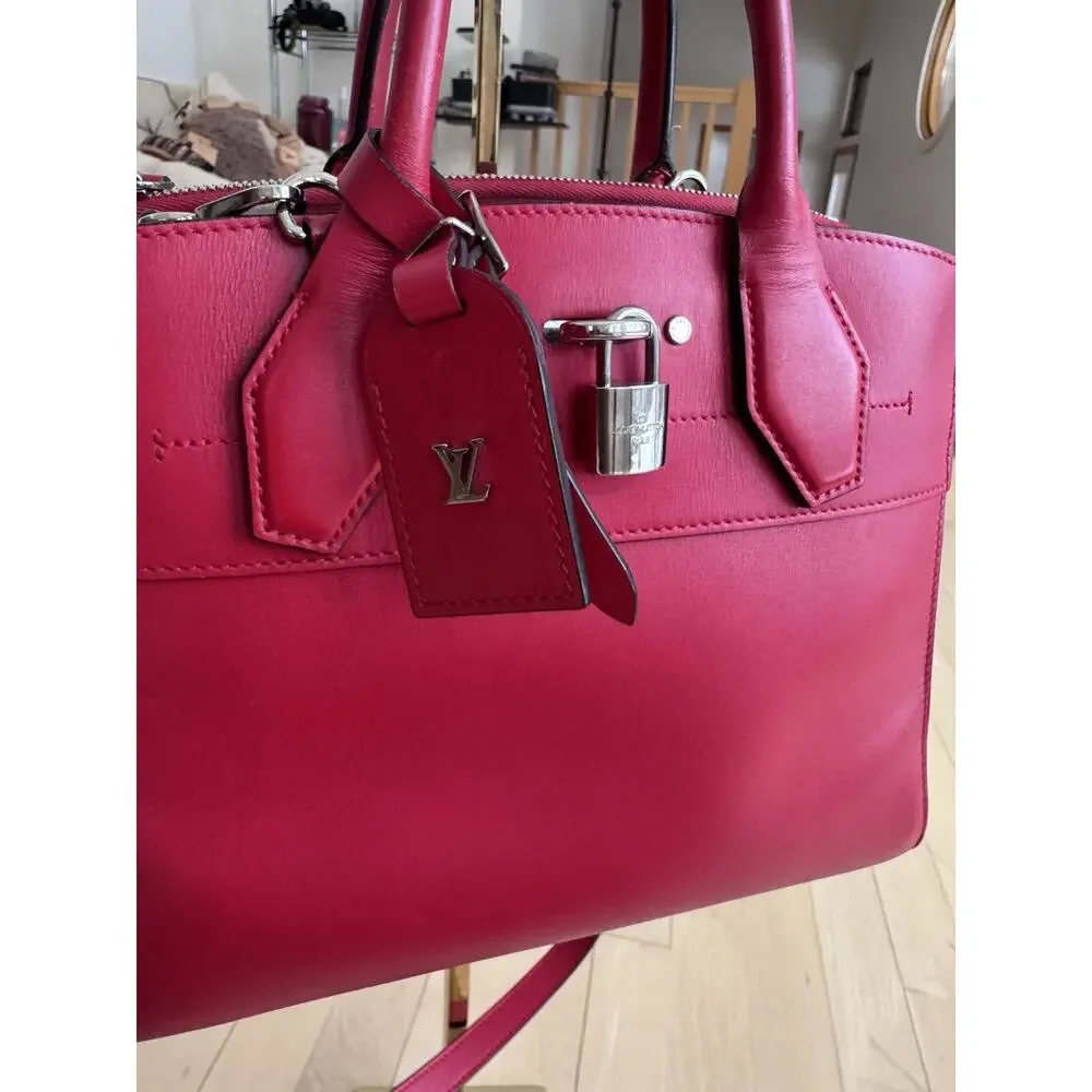 Louis Vuitton Red Smooth Leather City Steamer PM Bag